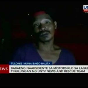Babaeng naaksidente sa motorsiklo sa Laguna, tinulungan ng UNTV Data and Rescue Personnel