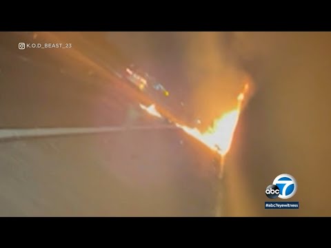Video reveals harrowing rescue on 91 Freeway after fiery shatter kills 1, injures 4 in Riverside | ABC7