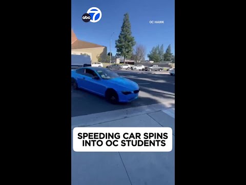Speeding car spins out into students conclude to Anaheim school