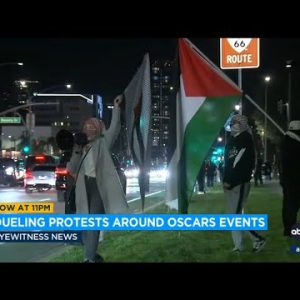 Protests over Gaza warfare block streets reach Oscar ceremony