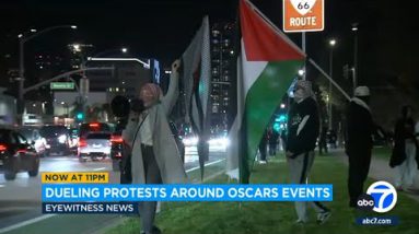 Protests over Gaza warfare block streets reach Oscar ceremony