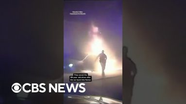Wisconsin police officers rescue 84-year-former man after his automobile bursts into flames #shorts