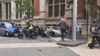Car hits pedestrians near London museum