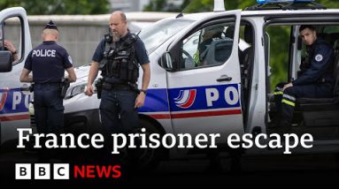 Manhunt below formulation in France after two detention heart officers killed in prisoner flee | BBC News