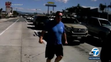 Man assaults vehicle in OC dual carriageway-rage incident captured on video