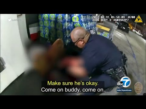 LAPD officers abet elevate diminutive one at Van Nuys gasoline station l  ABC7