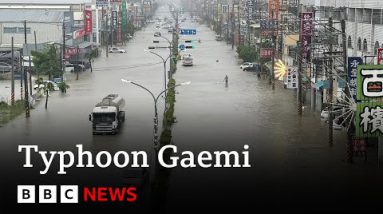 Storm Gaemi hits Taiwan sinking ship with nine crew | BBC News