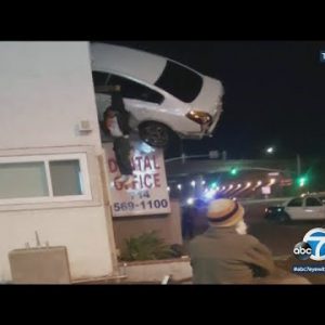 Car flies into 2nd story of Orange County constructing | ABC7