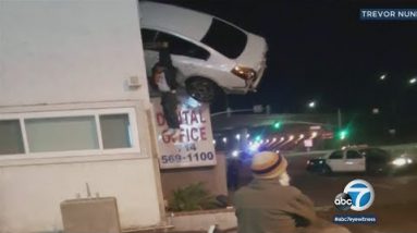 Car flies into 2nd story of Orange County constructing | ABC7