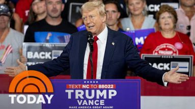 Trump goes after Kamala Harris at his first rally since Biden’s exit