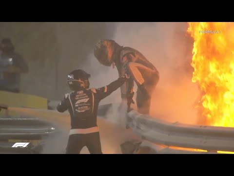 Arrangement 1 driver escapes from fiery inferno after crash at Bahrain Gargantuan Prix I ABC7