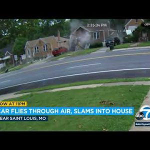 Video captures moment out-of-administration car flies thru air, slams into residence