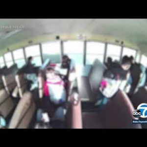 Video: School bus with 23 college students within flips over when avenue racer causes wreck l ABC7