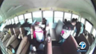 Video: School bus with 23 college students within flips over when avenue racer causes wreck l ABC7