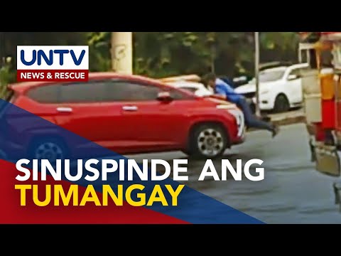 Lisensya ng driver na humarurot kahit could perchance nakakapit na traffic enforcer sa hood, sinuspinde ng LTO