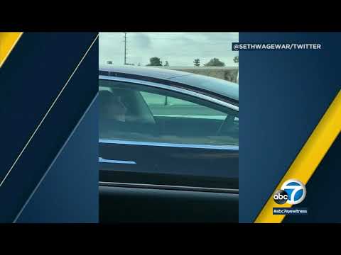 Tesla driver interestingly asleep while on LA freeway | ABC7