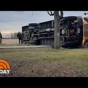 College Bus Carrying Teenagers Flips On Its Aspect, Caught On Video | TODAY