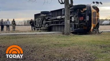 College Bus Carrying Teenagers Flips On Its Aspect, Caught On Video | TODAY