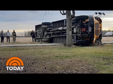 College Bus Carrying Teenagers Flips On Its Aspect, Caught On Video | TODAY