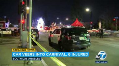 6 of us injured after driver crashes by avenue carnival in South Los Angeles, police explain