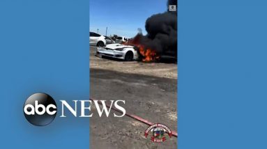 Tesla car sparks fire weeks after wreck