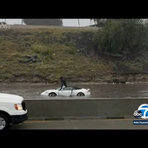 Porsche driver stranded on flooded 5 Diminutive-win admission to dual carriageway within the heart of SoCal storm