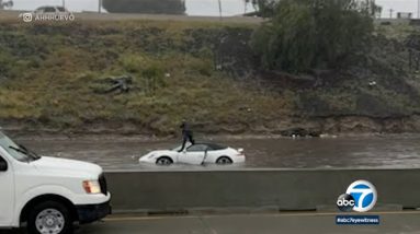 Porsche driver stranded on flooded 5 Diminutive-win admission to dual carriageway within the heart of SoCal storm