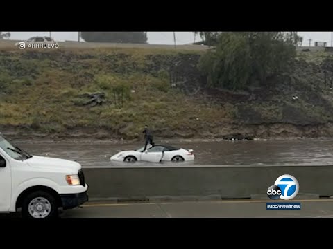 Porsche driver stranded on flooded 5 Diminutive-win admission to dual carriageway within the heart of SoCal storm