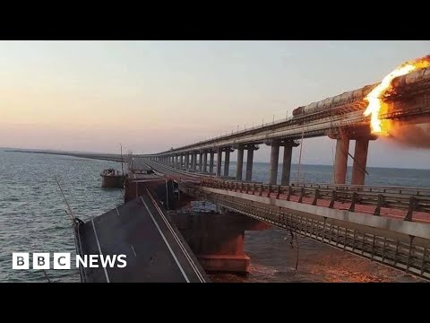 Crimea bridge partly reopens after substantial explosion, Russia says – BBC News