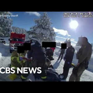 Bodycam video presentations first responders treating Jeremy Renner after snowplow accident