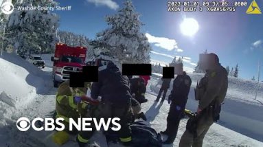 Bodycam video presentations first responders treating Jeremy Renner after snowplow accident