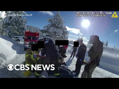 Bodycam video presentations first responders treating Jeremy Renner after snowplow accident