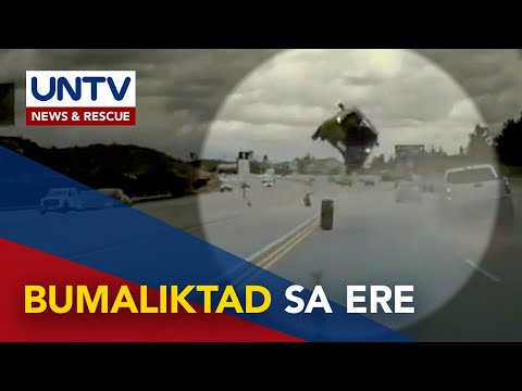 Kotse, umikot sa ere matapos tamaan ng natanggal na gulong ng katabing sasakyan