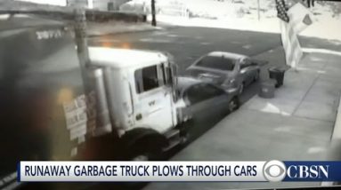 Rubbish truck rams into parked automobiles in Pennsylvania