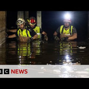 Torrential rains hit Spain as troops look for added flood victims in Valencia | BBC News